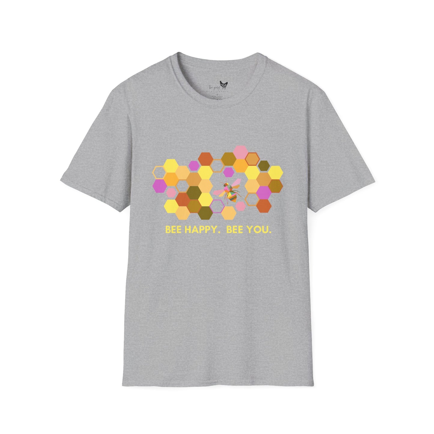 Bee Happy Bee You T-Shirt — Honeycomb Graphic Tee for Happy Vibes