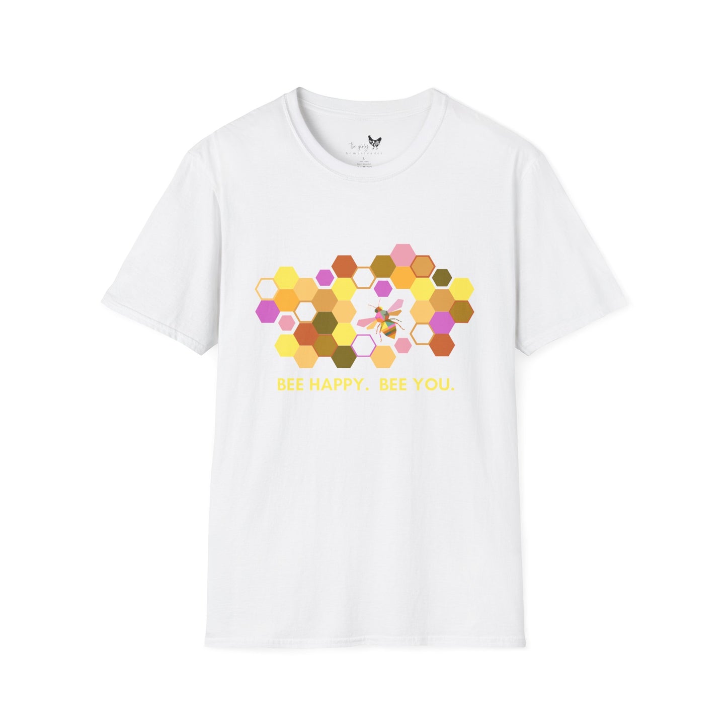Bee Happy Bee You T-Shirt — Honeycomb Graphic Tee for Happy Vibes