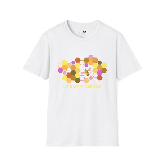 Bee Happy Bee You T-Shirt — Honeycomb Graphic Tee for Happy Vibes