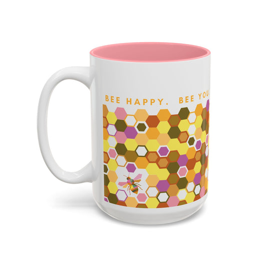 Bee-You Accent Mug — Floral Honeycomb Design (11oz & 15oz)